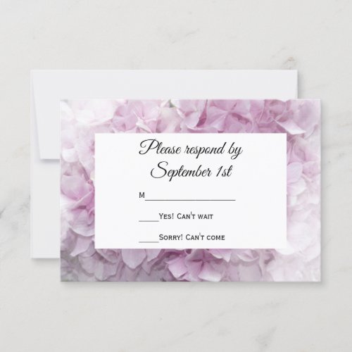 Soft Pink Hydrangea Wedding RSVP Response Card