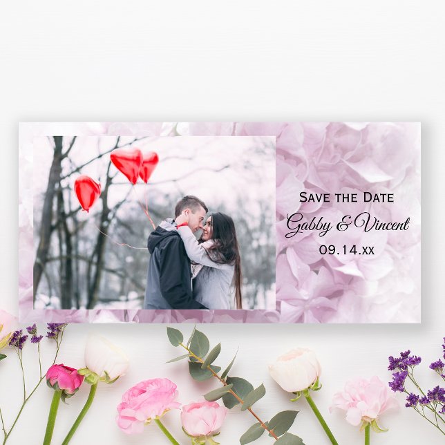 Soft Pink Hydrangea Wedding Save the Date (Creator Uploaded)
