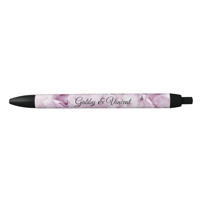 Soft Pink Hydrangea Wedding Save the Date Pen (Front)