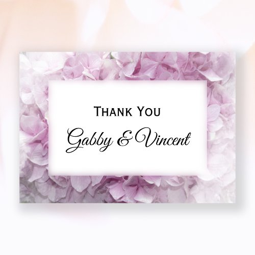 Soft Pink Hydrangea Wedding Thank You Flat Note Invitation