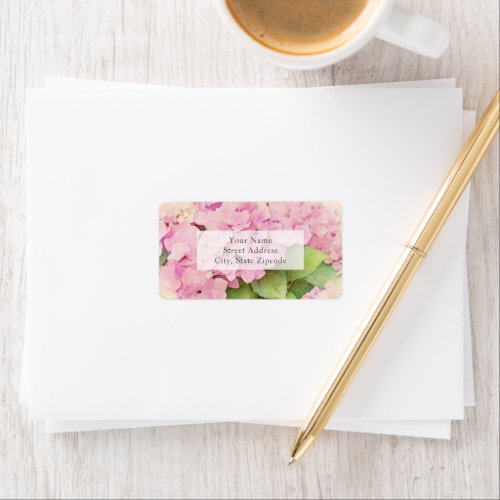 Soft Pink Hydrangeas Label