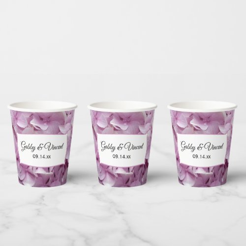 Soft Pink Hydrangeas Wedding Paper Cups