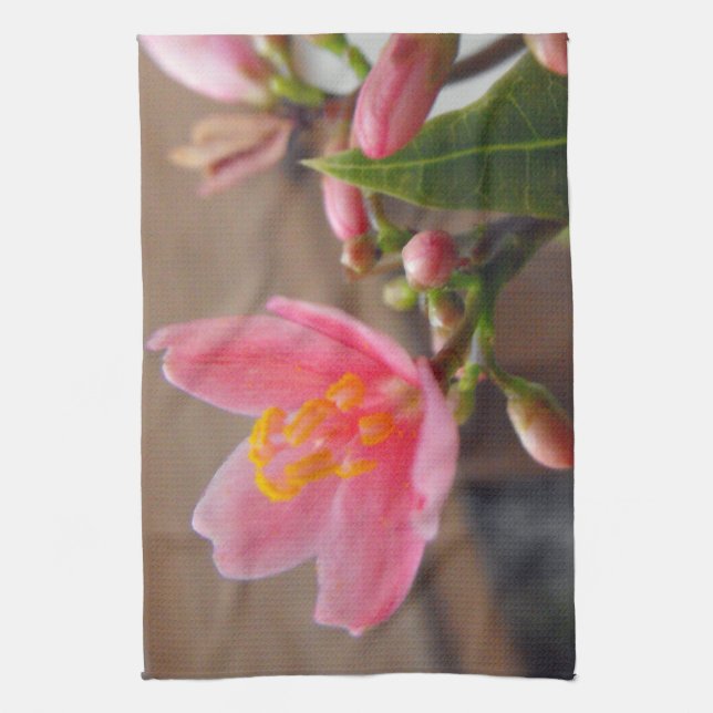 Soft Pink Jatropha Flower Towel (Vertical)