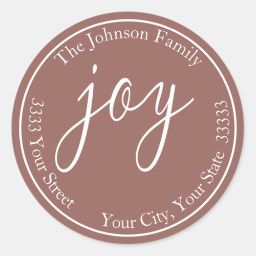 Soft Pink Joy Holiday Round Return Address Label