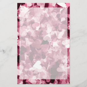 Soft Pink Kawaii Hearts Background Stationery