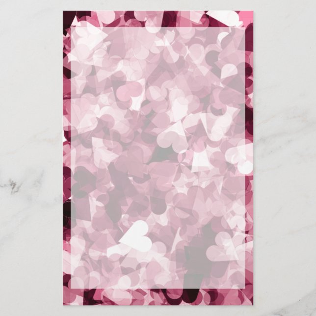 Soft Pink Kawaii Hearts Background Stationery (Front)
