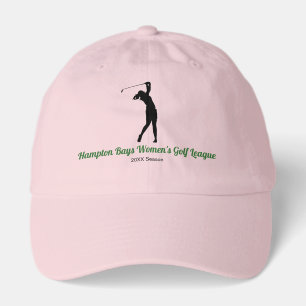 Soft Pink Lady Golfer Silhouette Golf Hat