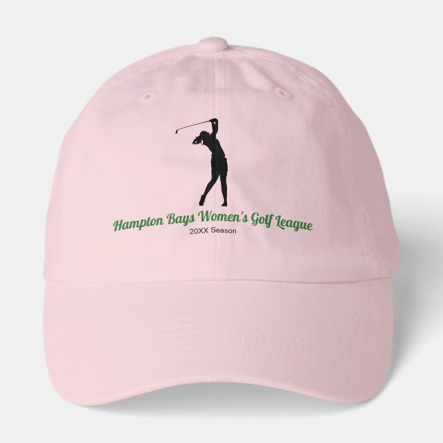 Soft Pink Lady Golfer Silhouette Golf Hat (Front)