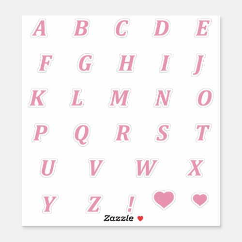 Soft Pink Letters  Monogram Alphabet in Baby Pink Sticker