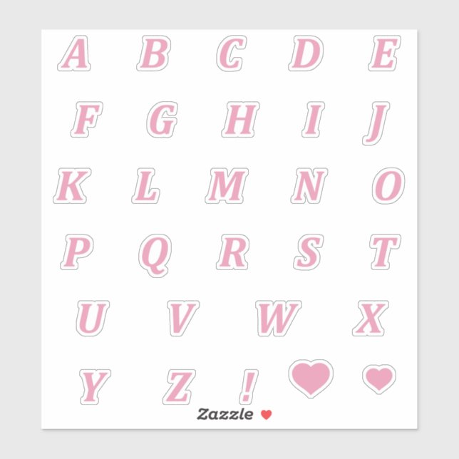 Soft Pink Letters | Monogram Alphabet in Baby Pink Sticker (Sheet)