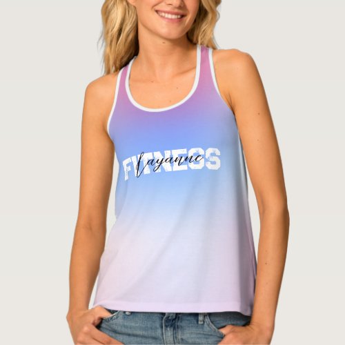 Soft Pink Light Blue Gym Yoga Workout Tank Top