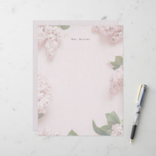Soft Pink Lilac Personalized Feminine Letterhead