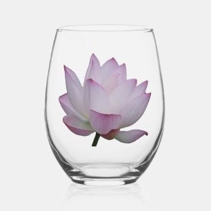 soft pink lotus flower wedding stemless wine glass