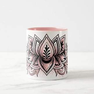 Soft Pink Lotus  Mandala Tea Hot Cocoa Chocolate Two-Tone Coffee Mug