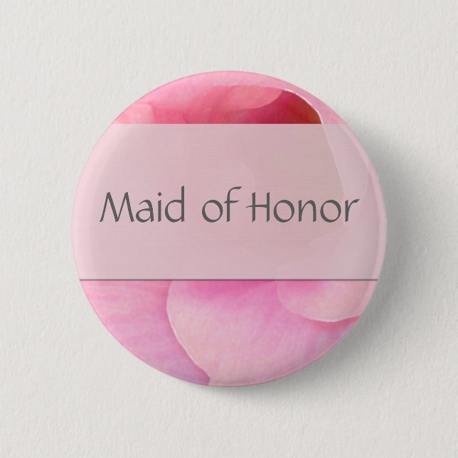 Soft pink Maid of Honor Button- Customized Button (Front)