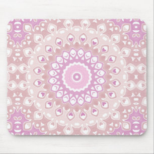 Soft Pink Mandala with Heart and Petal Motifs Mouse Pad