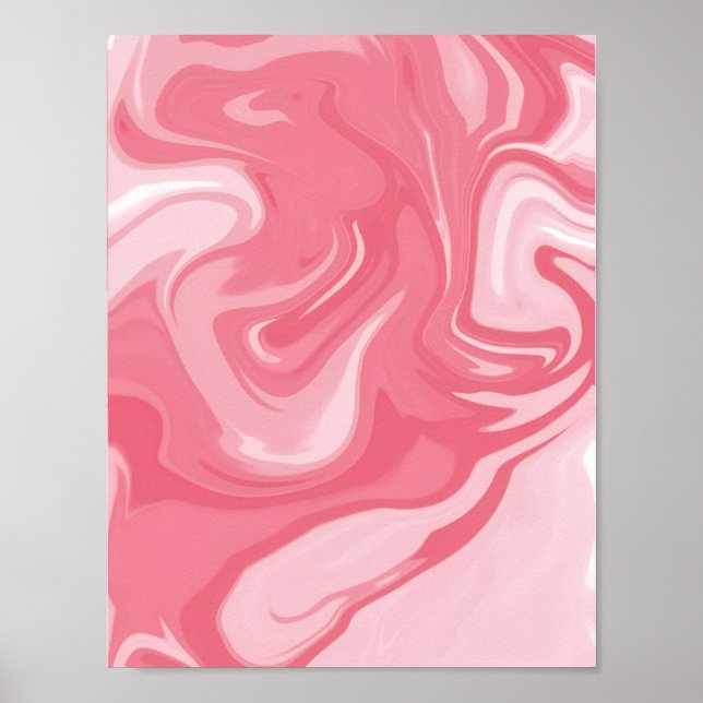 Soft Pink Marble Liquid Fluid Art Pattern Poster (Front)