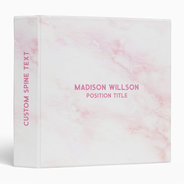 Soft Pink Marble Texture 3 Ring Binder (Front/Spine)