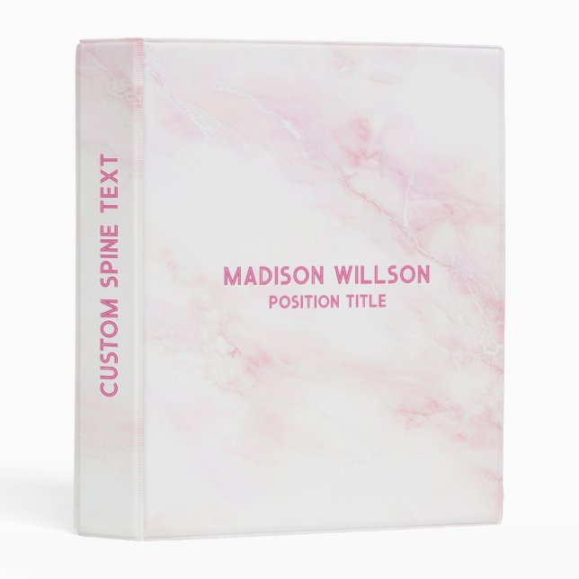 Soft Pink Marble Texture Mini Binder (Front/Spine)