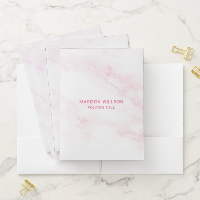 Soft Pink Marble Texture Pocket Folder (In Situ)