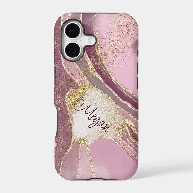 Soft Pink Maroon Gold Laced Case-Mate iPhone Case (Back)