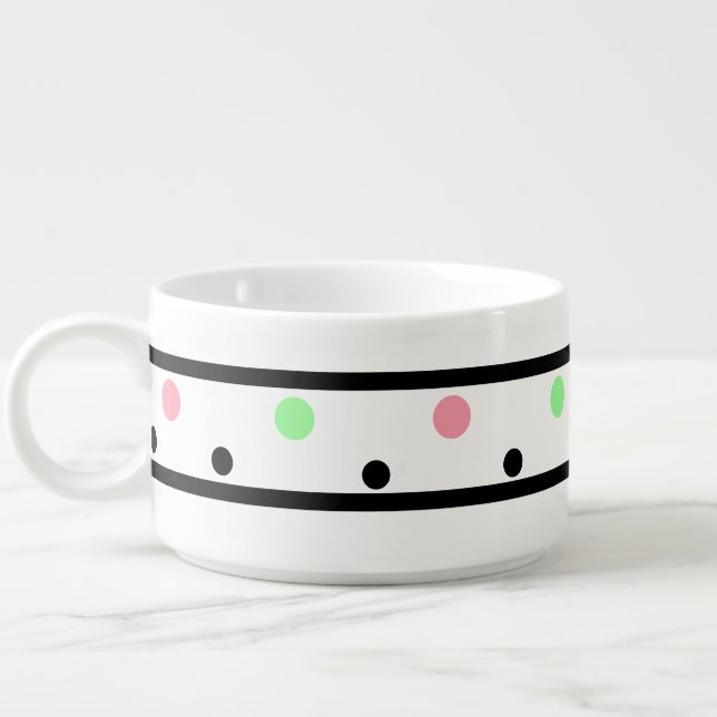 Soft Pink Mint Green Polka Dots Chili Bowl (Right)