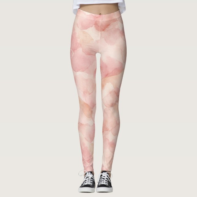 Soft Pink Modern Abstract Design Pattern Leggings (Front)
