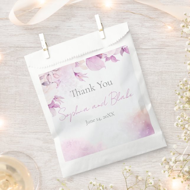 Soft Pink Modern Boho Wedding Favor Bags (Clipped)