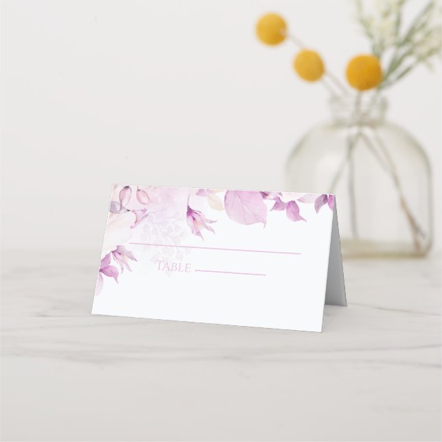 Soft Pink Modern Boho Wedding Folded Place Card (Front)