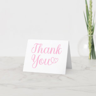 Soft Pink Modern Calligraphy Word Art Heart Letterpress Thank You Card