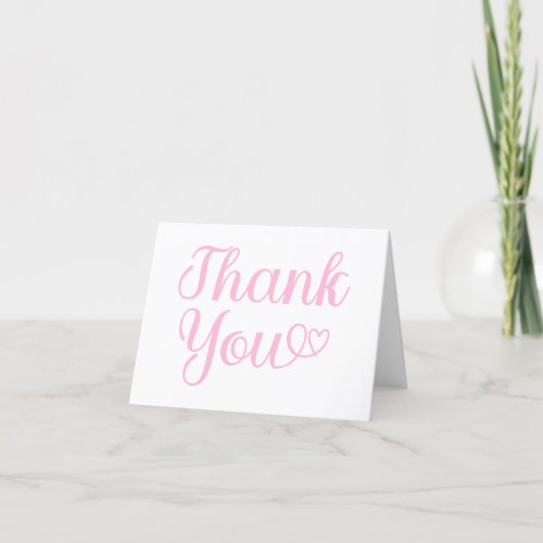 Soft Pink Modern Calligraphy Word Art Heart Thank You Card