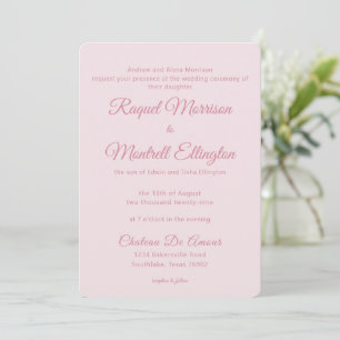 Soft Pink Modern Elegant Minimalist Invitation