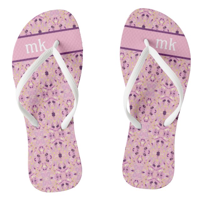 Soft Pink Monogram Pair of Flip Flops (Footbed)