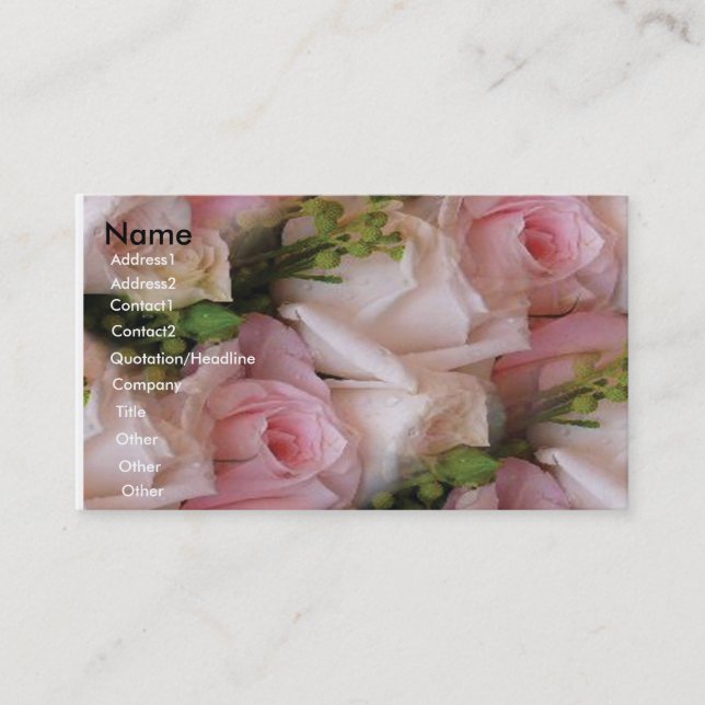 Soft Pink n Cream roses Business Card (Front)