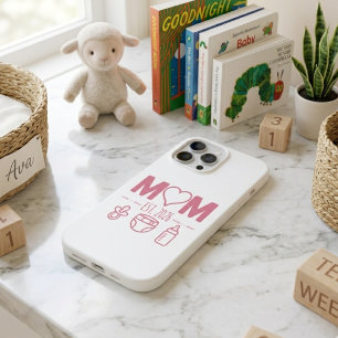 Soft Pink New Mom Est Year Baby Icons Design iPhone 13 Pro Max Case