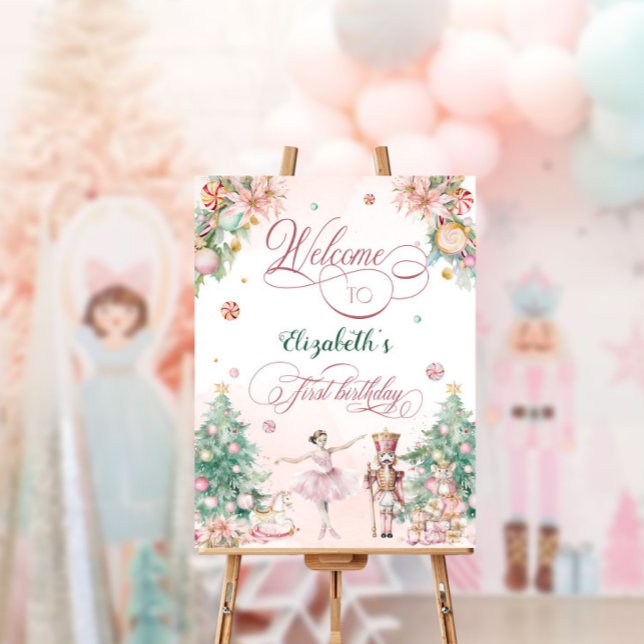 Soft Pink Nutcracker Ballet Birthday Party Welcome Foam Board (Creator Uploaded)