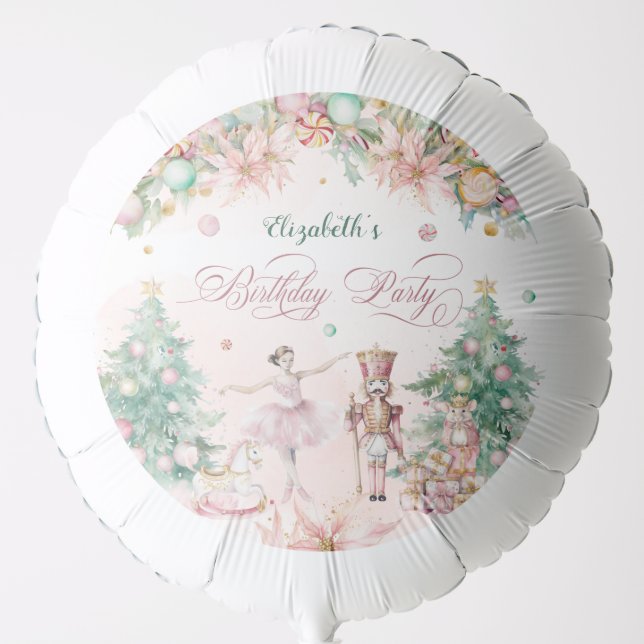 Soft Pink Nutcracker Girls Birthday Party Balloon (Front)