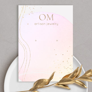 Soft Pink Ombre Watercolor Earring Display Holder Business Card