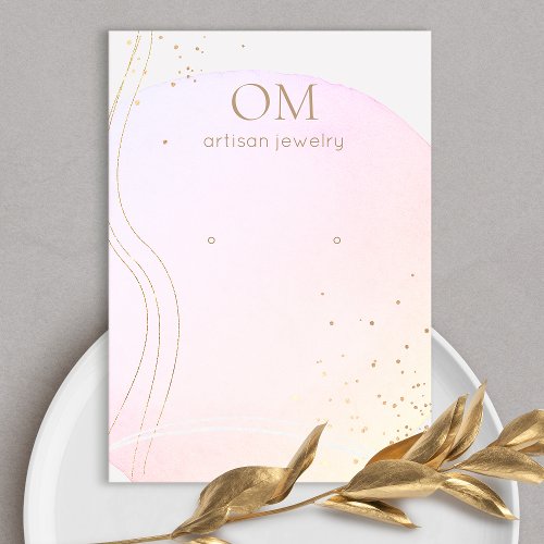 Soft Pink Ombre Watercolor  Earring Display Holder Business Card