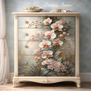 Soft Pink Orchid Cascade Elegance Decoupage Tissue Paper