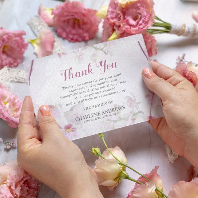 Soft Pink Orchid Funeral Sympathy Thank You Card (Creator Uploaded)