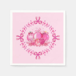 Soft Pink Ornament Holiday Collection Napkins