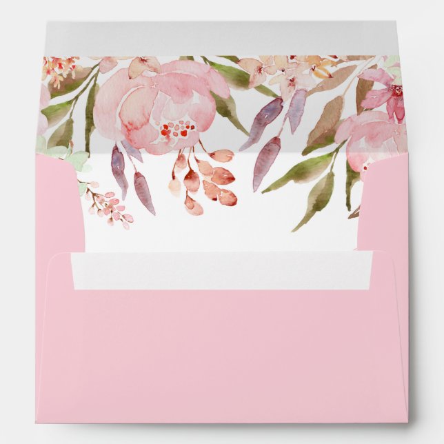 Soft Pink Palette of Peonies Wildflowers Greenery Envelope (Back (Bottom))