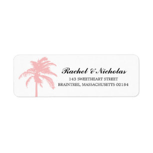 Soft Pink Palm Tree Return Address Label