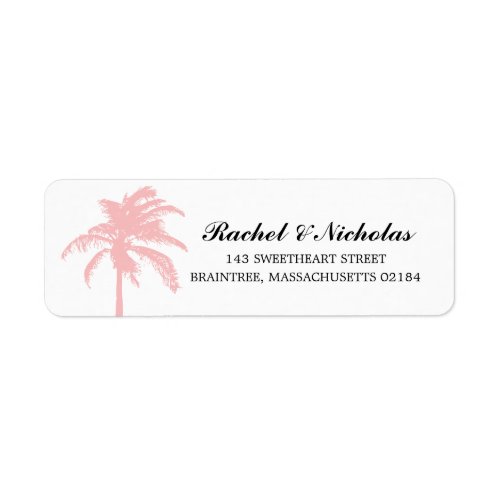 Soft Pink Palm Tree  Return Address Label