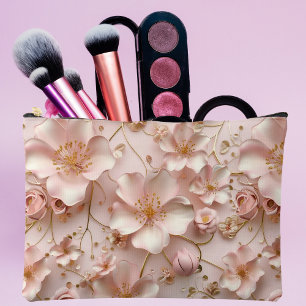 Soft Pink Pastel Floral  Accessory Pouch