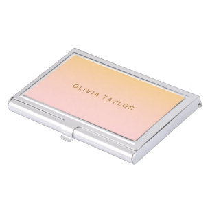 Soft Pink Pastel Gradient Personalized Name  Business Card Case