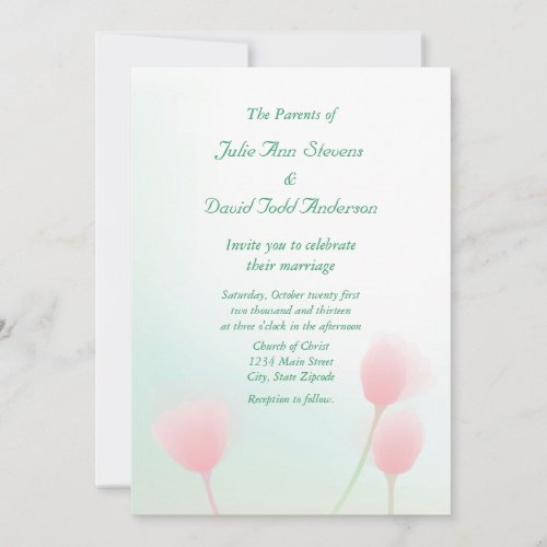 Soft Pink Pastel Tulips Wedding Invite