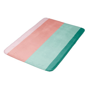 Soft Pink  Peach Amber Yucca and Arbor Green Horiz Bath Mat
