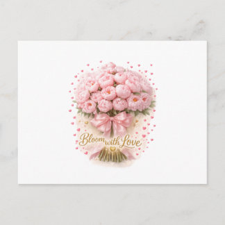 Soft Pink Peonies Bouquet Bloom With Love Postcard